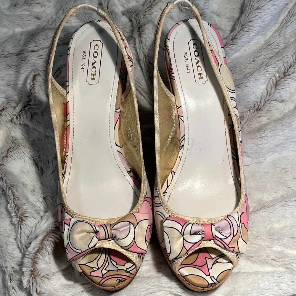 Coach signature fabric wedge
